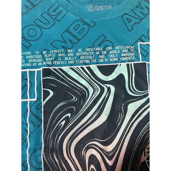 RGSTR Ambitious Turquoise Graphic T-shirt Empowering Streetwear Urban Hip Hop XL - Picture 2 of 8